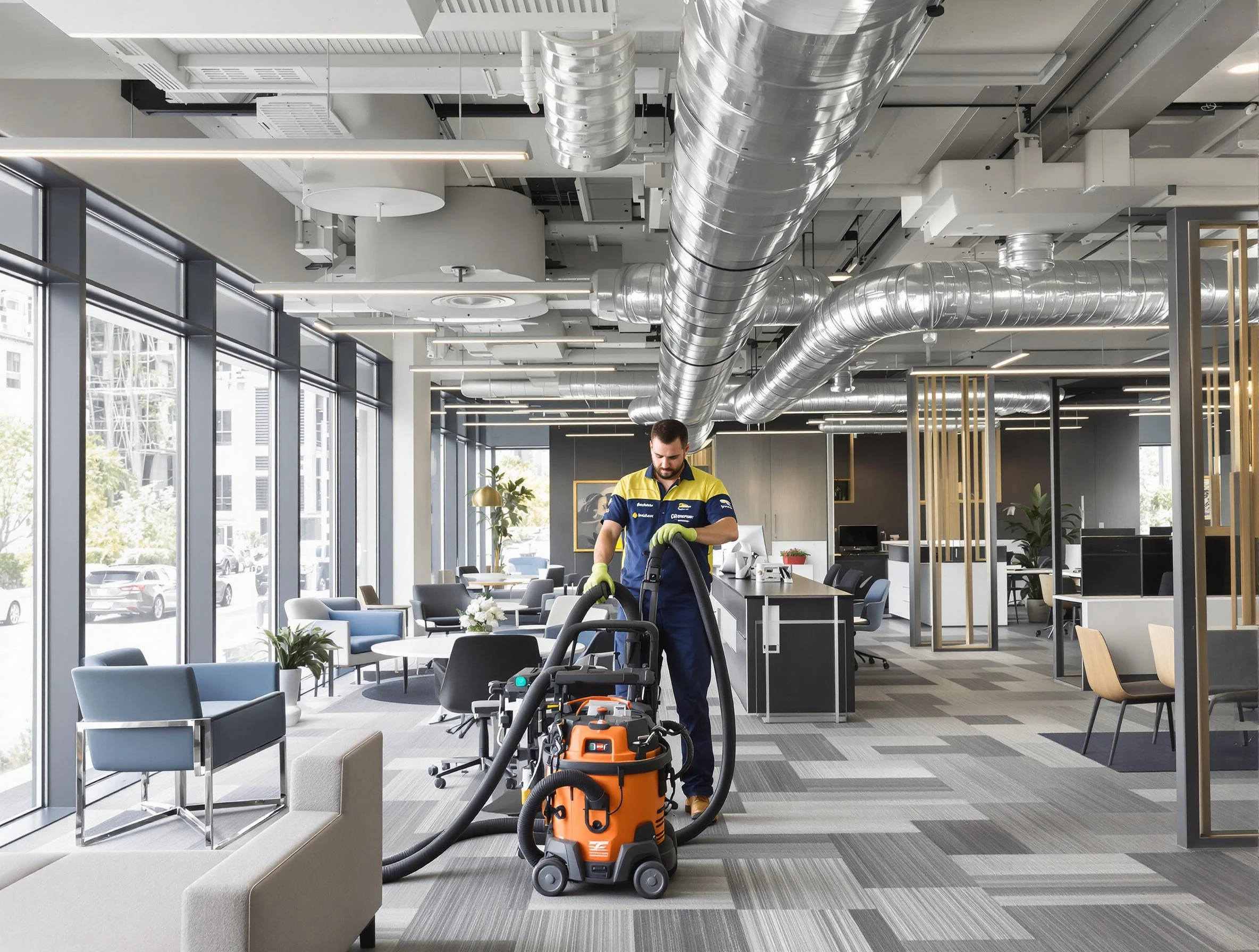 Clarkston Air Duct Cleaning team performing thorough commercial duct cleaning at a Clarkston business center